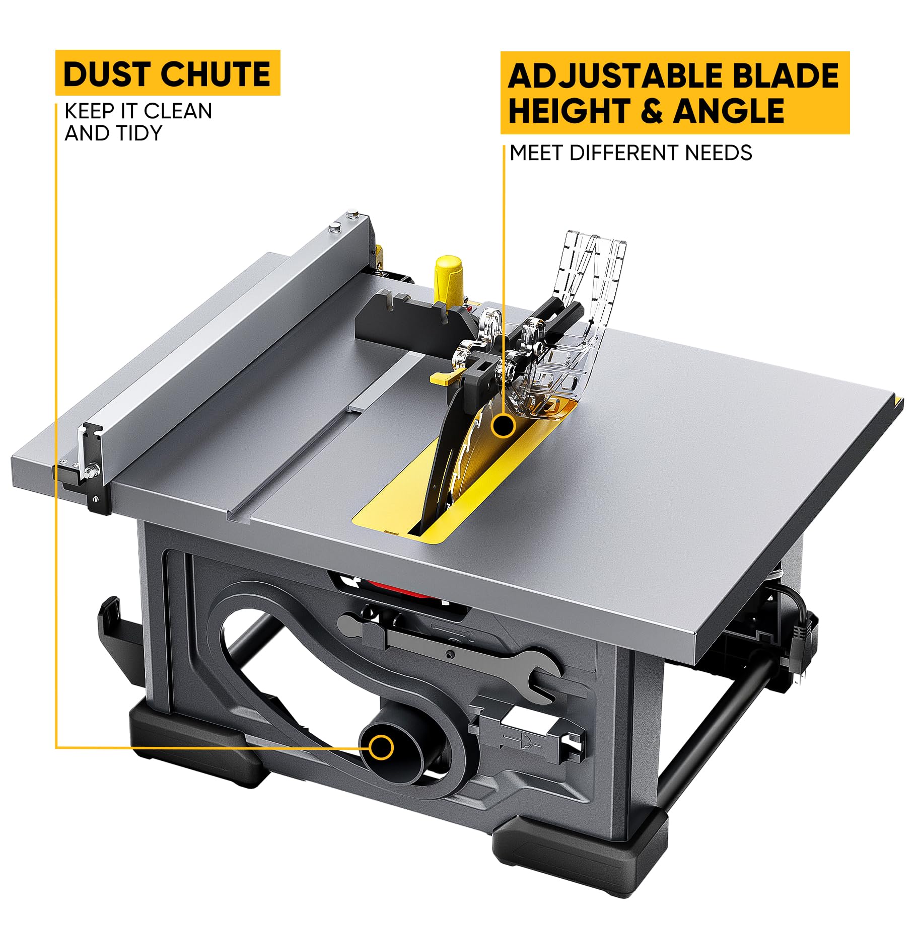 Upstreman Work M1 Pro Portable Table Saw, 13Amp Compact Tablesaw 5700RPM, 8.25" Table Saw w/24T Blade, Dust Collector, Onboard Carrying Handle Easy to Carry, Adjustable Cut Depth and Angle, for DIY