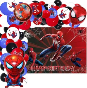 spider party balloons arch garland kit, 115 pieces latex balloons with foil balloons happy birthday backdrop for kids birthday party baby shower decorations