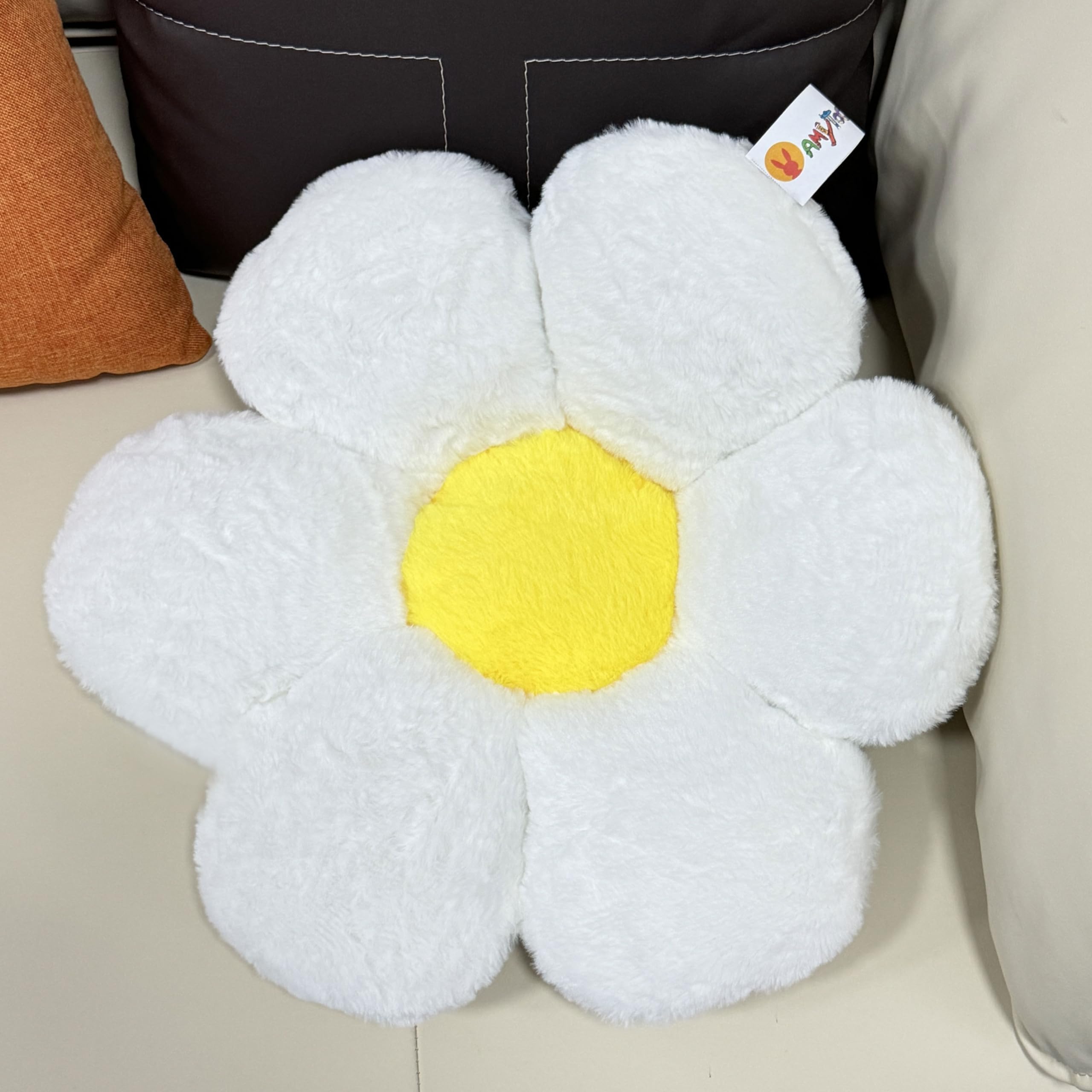 AmyToo 20” Flower Pillow Shaped Throw Pillow Daisy Pillow Plant White Pillows Aesthetic Room Floor Cushion Decor for Teen Girls Sofa Bedroom Kids' Throw Pillows