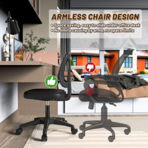 TTD TIANTIANDA Armless Swivel Mesh Computer Office Desk Chair Height Adjustable with Lumber Support for Small Spaces, Black