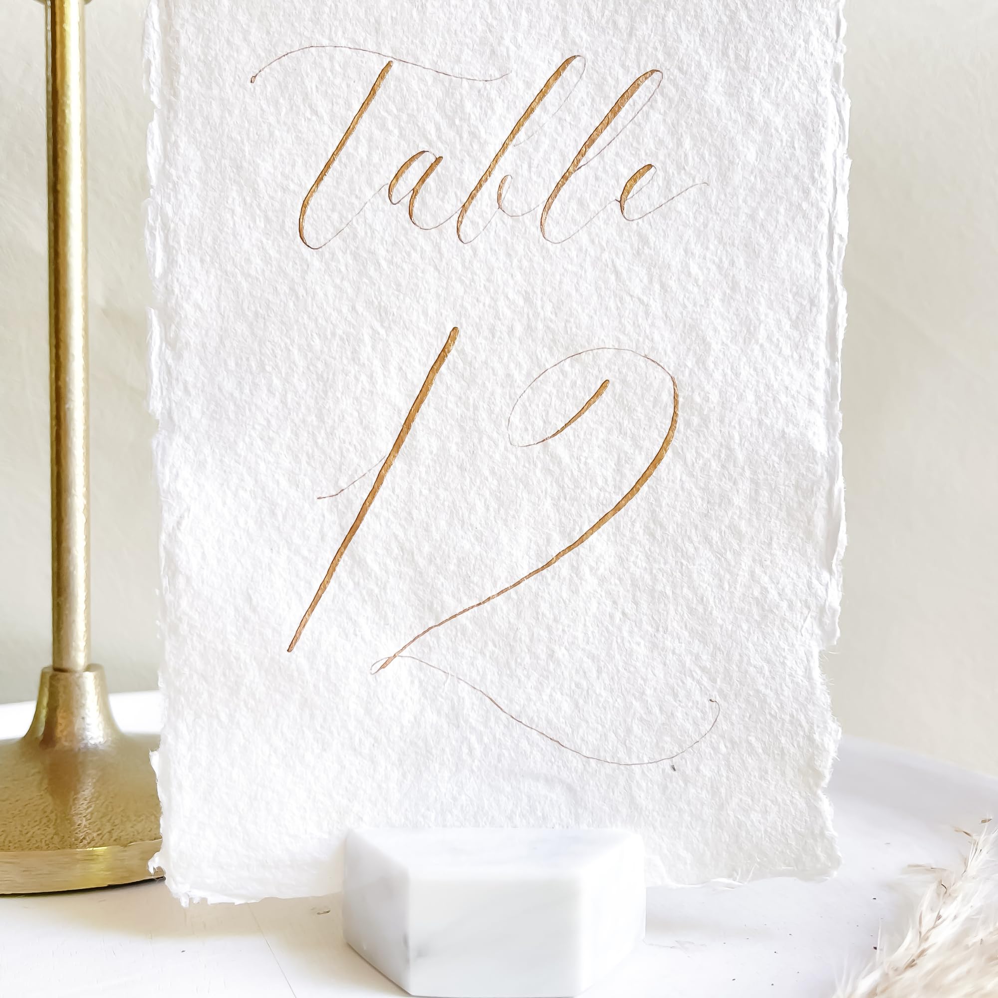 Roselei & Ivory | Marble Place Card Holder (Set of 2) for Card Stock, Perfect for sophisticated table decor, dinner party, weddings, labeling charcuterie boards