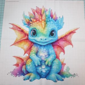 Fabric Panel 14"x14" Baby Dragon 100% Cotton Quilting Panel Square AM1419