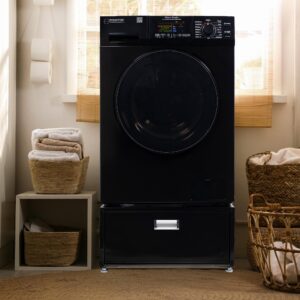 Equator All-in-One Washer Dryer VENTLESS/VENTED PET cycle 1.62cf/15lbs 110V + Pedestal (Black)