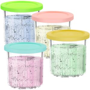 replacement for ninja creami deluxe pints and lids-4 pack-24oz ice cream maker pints compatible with ninja nc501 nc500 series,11-in-1 creamy ice cream containers cups dishwasher safe