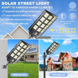 loyoele 4-Pack 3200W Solar Street Light,Solar Street Lights Outdoor Waterproof, 240000LM 7000K Solar Powered Street Light,Dusk to Dawn,with Motion Sensor,LED Wide Angle Lamp