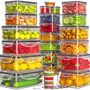 HOMETALL 50-Piece Food Storage Containers with Lids (25 Containers & 25 Lids), Airtight Reusable Meal Prep Containers for Lunch, Plastic Kitchen Storage Containers with Labels & Marker Pen