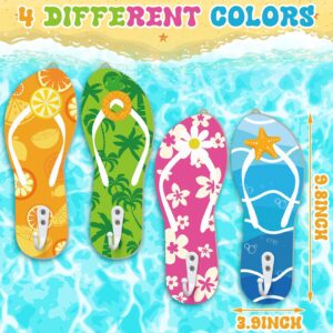 4 Pcs Hawaiian Pool Towel Hooks Wooden Ornament Hooks Hawaii Decorative Wall Hooks Towel Rack Hangers for Beach Swimming Pool Bathroom Bedroom Decoration