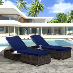 Comcaver Chaise Lounge Cushion for Outdoor Furniture, Waterproof Fade and Tear Resistant Lounge Deck Chair Cushions for Patio Lawn Pool Resort Hotel, 72x21x3 Inch, Navy