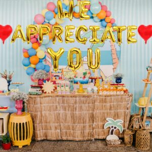 LOONELO We Appreciate You Foil Balloons, 2024 Appreciation Week Hanging Foil Balloons Banner, Thank You Balloons for Wedding Congrats Grad National Nurses Week Happy Retirement Party Decor (Gold)