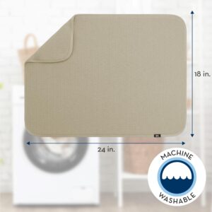 S&T INC. Dish Drying Mat XL, Highly Absorbent Microfiber Kitchen Counter Mat, Dish Drying Pad for Dishes, Utensils, Pots and Pans, Extra Large 18" x 24", Pure Cashmere