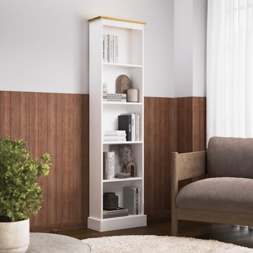 Furniture Dash Wood Bookcase Tall Narrow Corona Snow