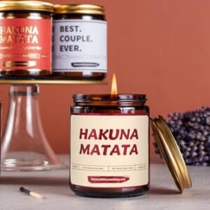 Got You A Little Something Hakuna Matata Lavender Vanilla Disney Candle | Disney Gifts for Women Adults, Disney Mom Birthday Gift | Lion King Themed Christmas Presents for Her ; Hakuna Matata Candle