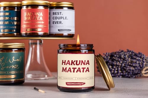 Got You A Little Something Hakuna Matata Lavender Vanilla Disney Candle | Disney Gifts for Women Adults, Disney Mom Birthday Gift | Lion King Themed Christmas Presents for Her ; Hakuna Matata Candle