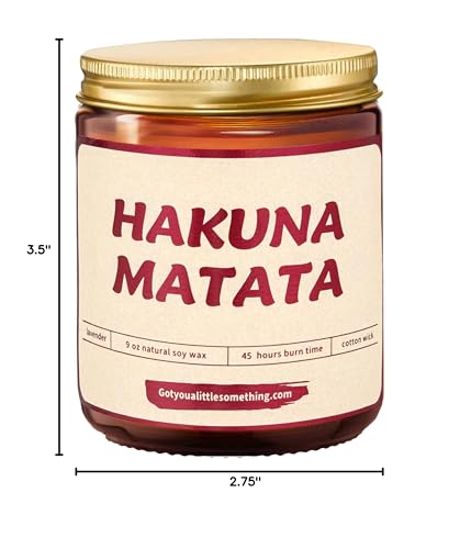 Got You A Little Something Hakuna Matata Lavender Vanilla Disney Candle | Disney Gifts for Women Adults, Disney Mom Birthday Gift | Lion King Themed Christmas Presents for Her ; Hakuna Matata Candle