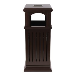 dcehkr open-top industrial waste trash can, 8.8 gallon outdoor metal waste receptacle with a lock on lid 35.5x15.8x15.8 in galvanized sheet trash can suitable fior indoor or outdoor use (brown)