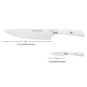 KALAVINKA Premium 2PC Knife Set 8" Chef’s Knife & 3.5" Paring Knife – Sharp, Versatile, and Durable German Steel Knives in Gift Box for Professional Cooks, Home Chefs, and Special Occasions (SAMJNA)