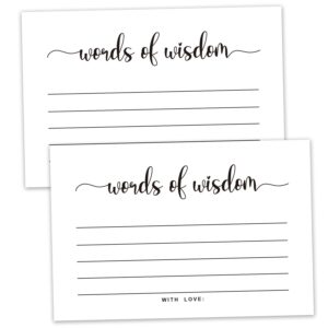 50 words of wisdom advice cards for graduation, marriage, wedding, use as bridal or baby shower party games, boy or girl baby prediction or advice cards. 4" x 6"