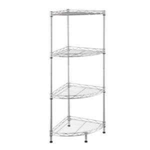 VCJTA 4 Tier Corner Shelf Rack Kitchen Bathroom Storage Wire Organizer Space Saving