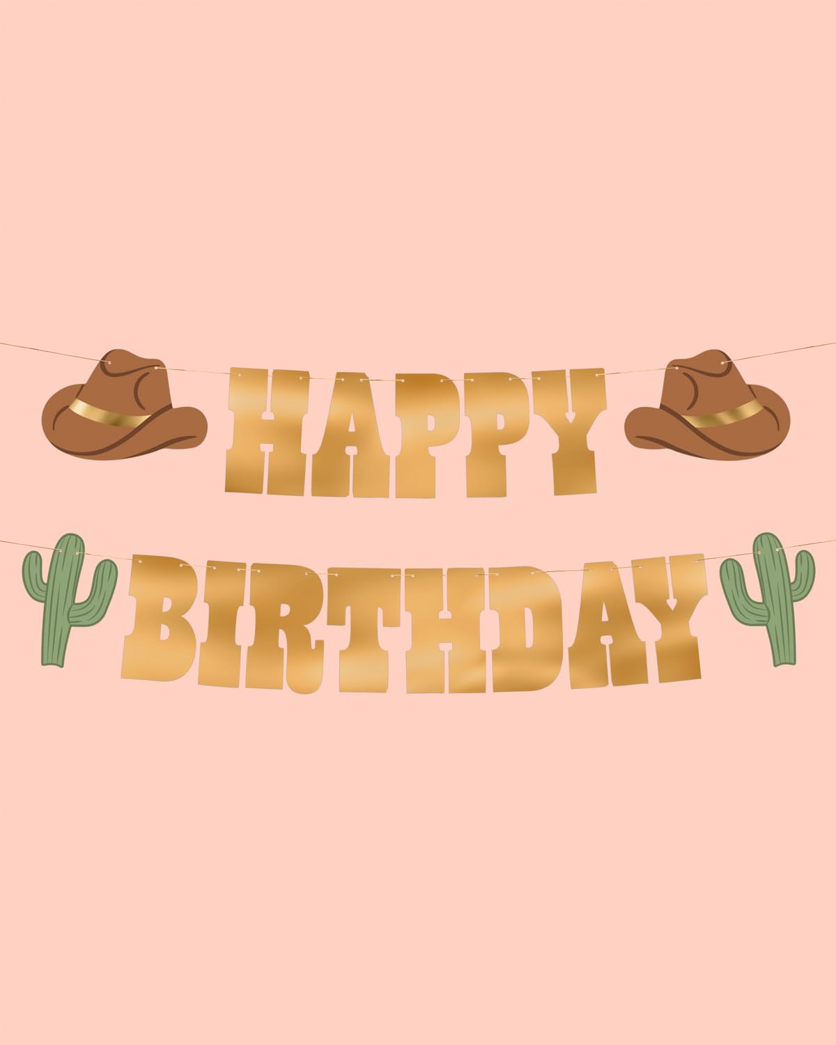 xo, Fetti Western Happy Birthday Gold Foil Banner - 5 Ft. | Cowboy HBD Decorations, Wild West Garland, Rodeo Supplies, Wild One Yeehaw Bday, Cowgirl Decor, Cactus Howdy Photobooth Backdrop