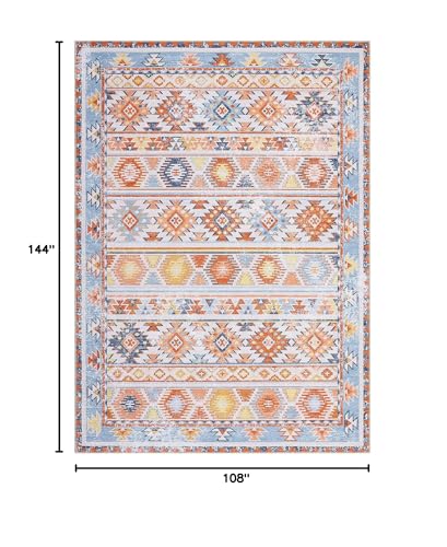 WESTLOOM 9x12 Large Living Room Rug Washable Rug Boho Distressed Area Rug Bohemian Tribal Area Rug Indoor Non-Slip Floor Carpet for Bedroom Home Office, Orange