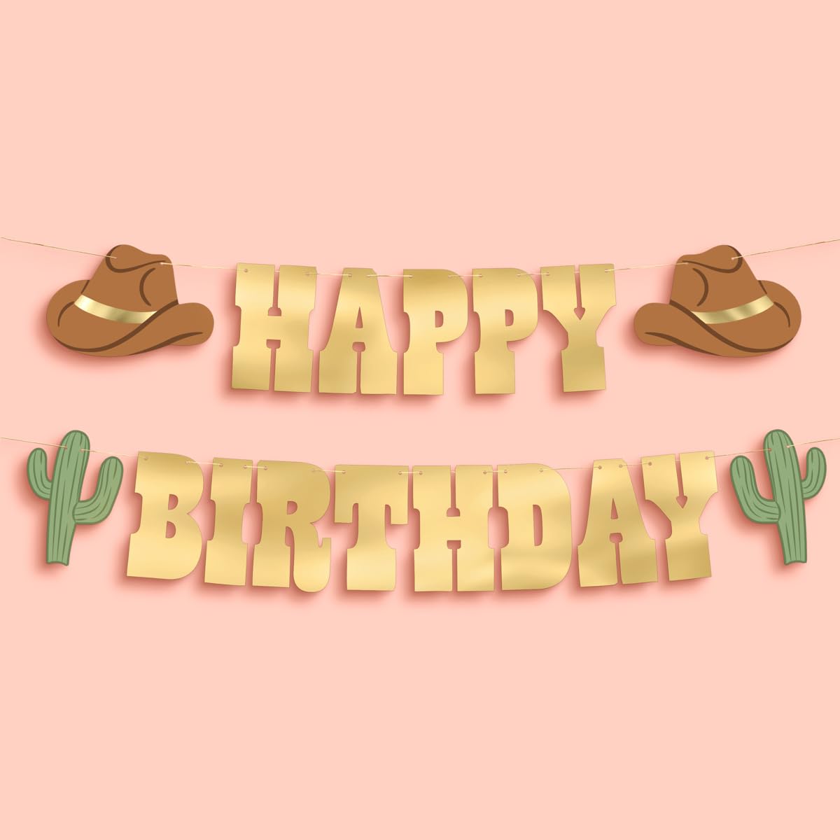 xo, Fetti Western Happy Birthday Gold Foil Banner - 5 Ft. | Cowboy HBD Decorations, Wild West Garland, Rodeo Supplies, Wild One Yeehaw Bday, Cowgirl Decor, Cactus Howdy Photobooth Backdrop