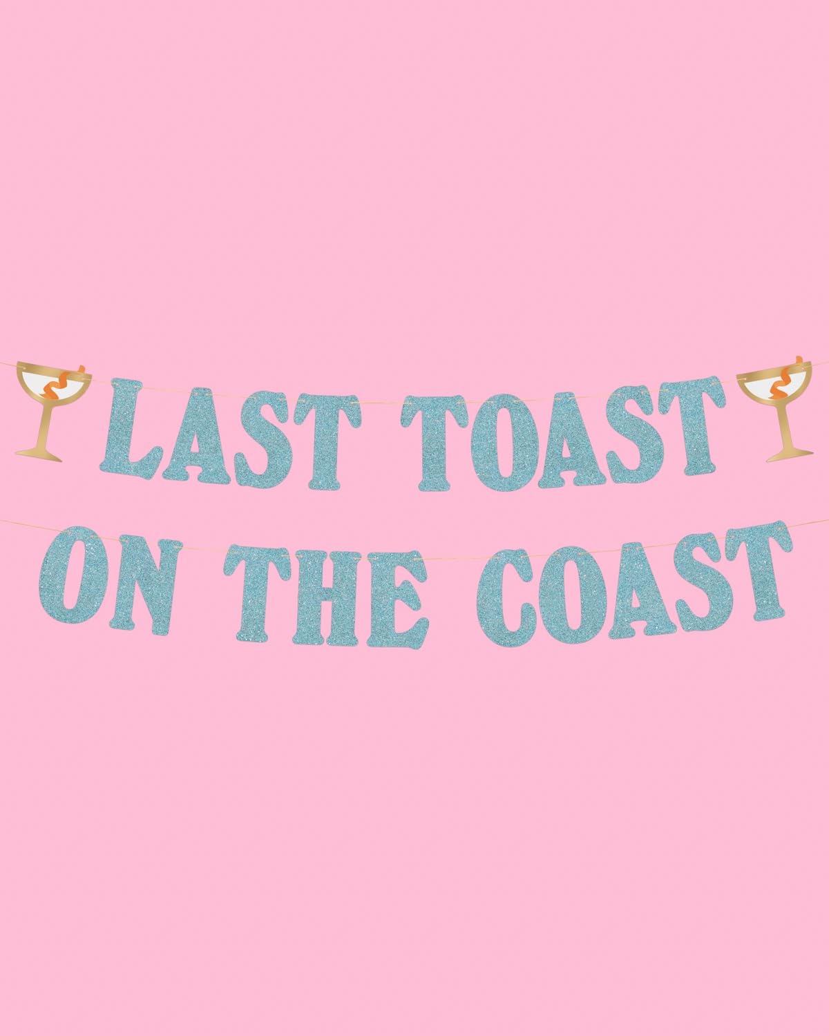 xo, Fetti Last Toast on the Coast Blue Glitter Banner - 5 Ft | Beach Bachelorette Party Decoration, Nautical Bridesmaid Favor, Coastal Bride To Be Photo Booth, Bach Backdrop, Bridal Shower Decor