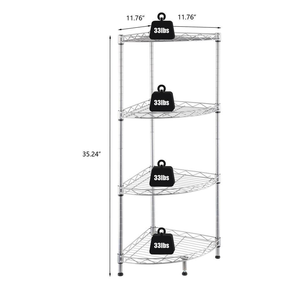 VCJTA 4 Tier Corner Shelf Rack Kitchen Bathroom Storage Wire Organizer Space Saving