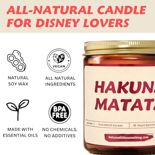 Got You A Little Something Hakuna Matata Lavender Vanilla Disney Candle | Disney Gifts for Women Adults, Disney Mom Birthday Gift | Lion King Themed Christmas Presents for Her ; Hakuna Matata Candle