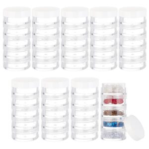 benecreat 10 set 5 stackable cosmetic containers, bead storage containers, bead screw stacking jarssmall cosmetic sample bottle for glitter painting lotion, 1.4x3.2 inches