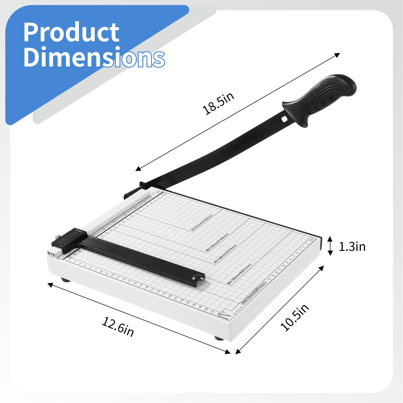 Guillotine Paper Cutter 12" - 10-Sheet Capacity Paper Cutter Guillotine Style, Heavy Duty Paper Slicer with Guide Bar and Safety Blade Lock for Cardstock, Photo, Wide Use for Office, Home (A4-B7)