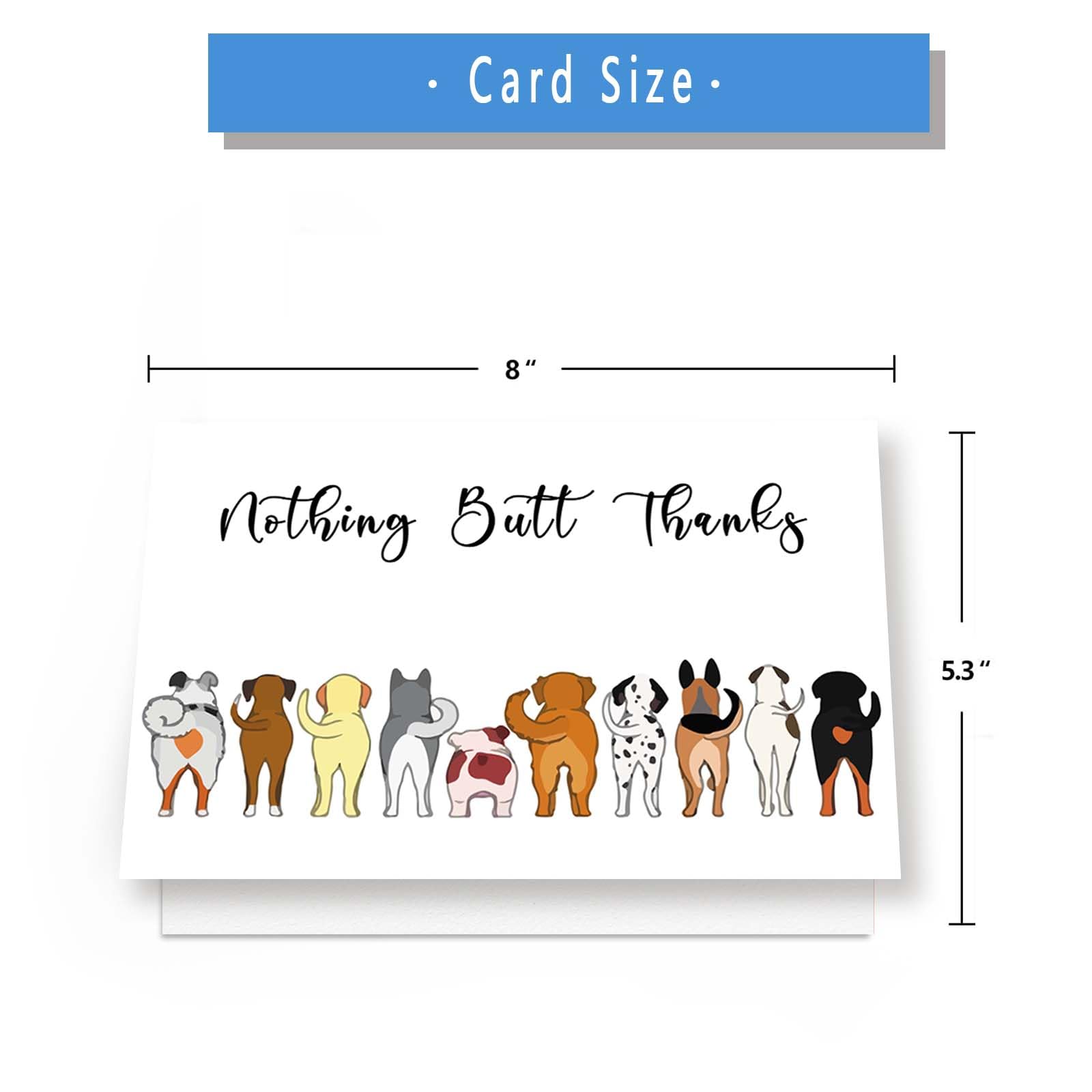 Asmallgf Cute Dog Thank You Card for Teachers Boss Friends, Funny Appreciation Gifts for Women Men, Veterinarian Gifts, Nothing Butt Thanks Pun Card