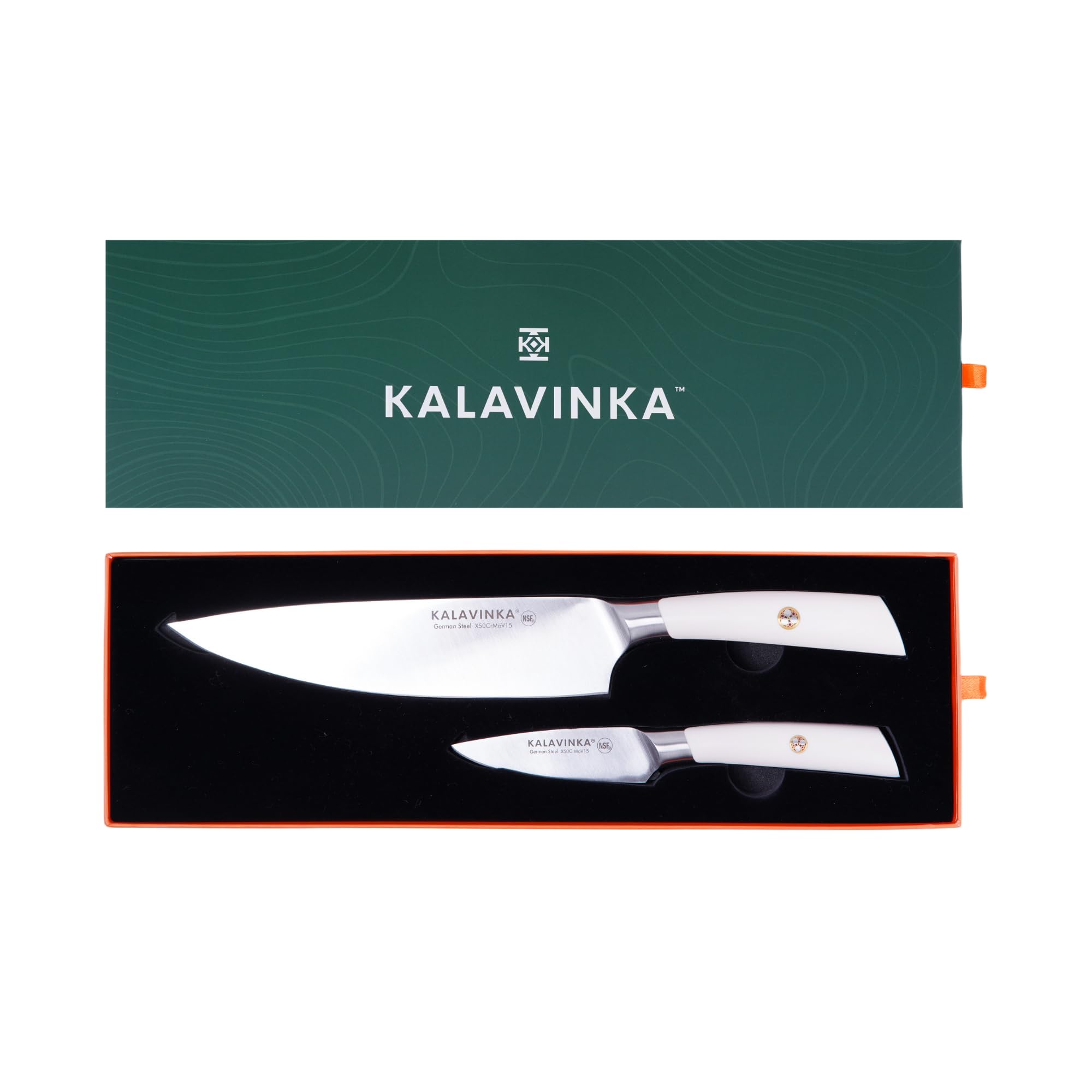 KALAVINKA Premium 2PC Knife Set 8" Chef’s Knife & 3.5" Paring Knife – Sharp, Versatile, and Durable German Steel Knives in Gift Box for Professional Cooks, Home Chefs, and Special Occasions (SAMJNA)