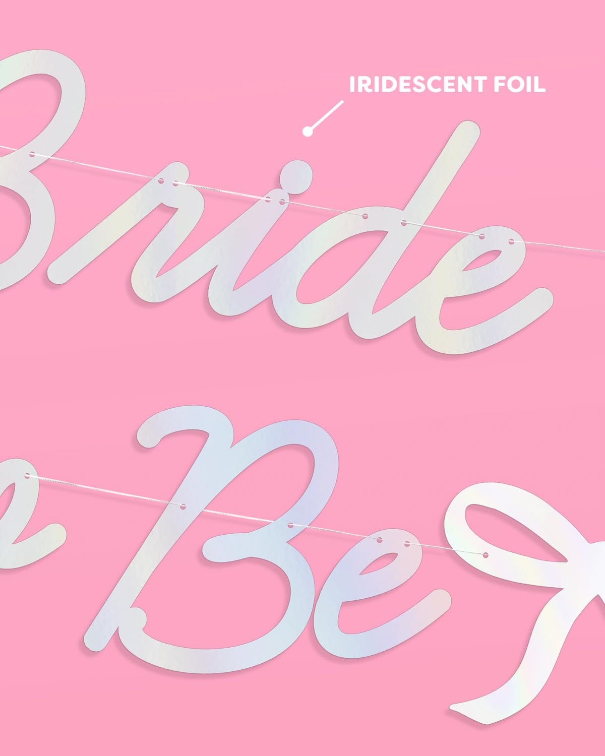 xo, Fetti Bride to Be Bow Banner Iridescent Foil + Pink Glitter , 5 Ft. | Bachelorette Party Decoration, Tying the Knot Bride Bach Decor, Bridesmaid Favor, Engagement Gift, Bridal Shower Supplies, Photobooth Backdrop