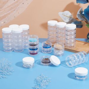 BENECREAT 10 Set 5 Stackable Cosmetic Containers, Bead Storage Containers, Bead Screw Stacking Jarssmall Cosmetic Sample Bottle for Glitter Painting Lotion, 1.4x3.2 Inches