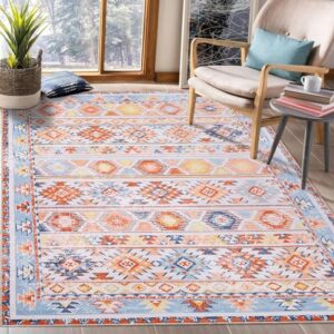 westloom 9x12 large living room rug washable rug boho distressed area rug bohemian tribal area rug indoor non-slip floor carpet for bedroom home office, orange