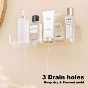 COLINCH Acrylic Adhesive Wall Mounted Shower Caddy, Large Capacity Bathroom Shelf with Drain Holes, No Need Drilling for Bathroom, Shower room, Kitchen, Laundry.