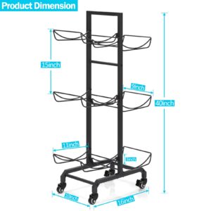 5 Gallon Water Jug Holder 3 Tier Water Bottle Holder Organizer with Wheels Foldable Heavy Duty Water Bottle Storage Rack for Home Office, Garage, Black