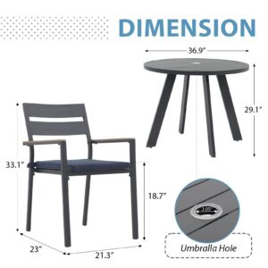 JOIVI 5 Piece Patio Dining Set, Outdoor Furniture Set Includes 4 Stackable Chairs and Table with 2.05” Umbrella Hole, All Weather Patio Dining Chair for Deck, Graden, Porch