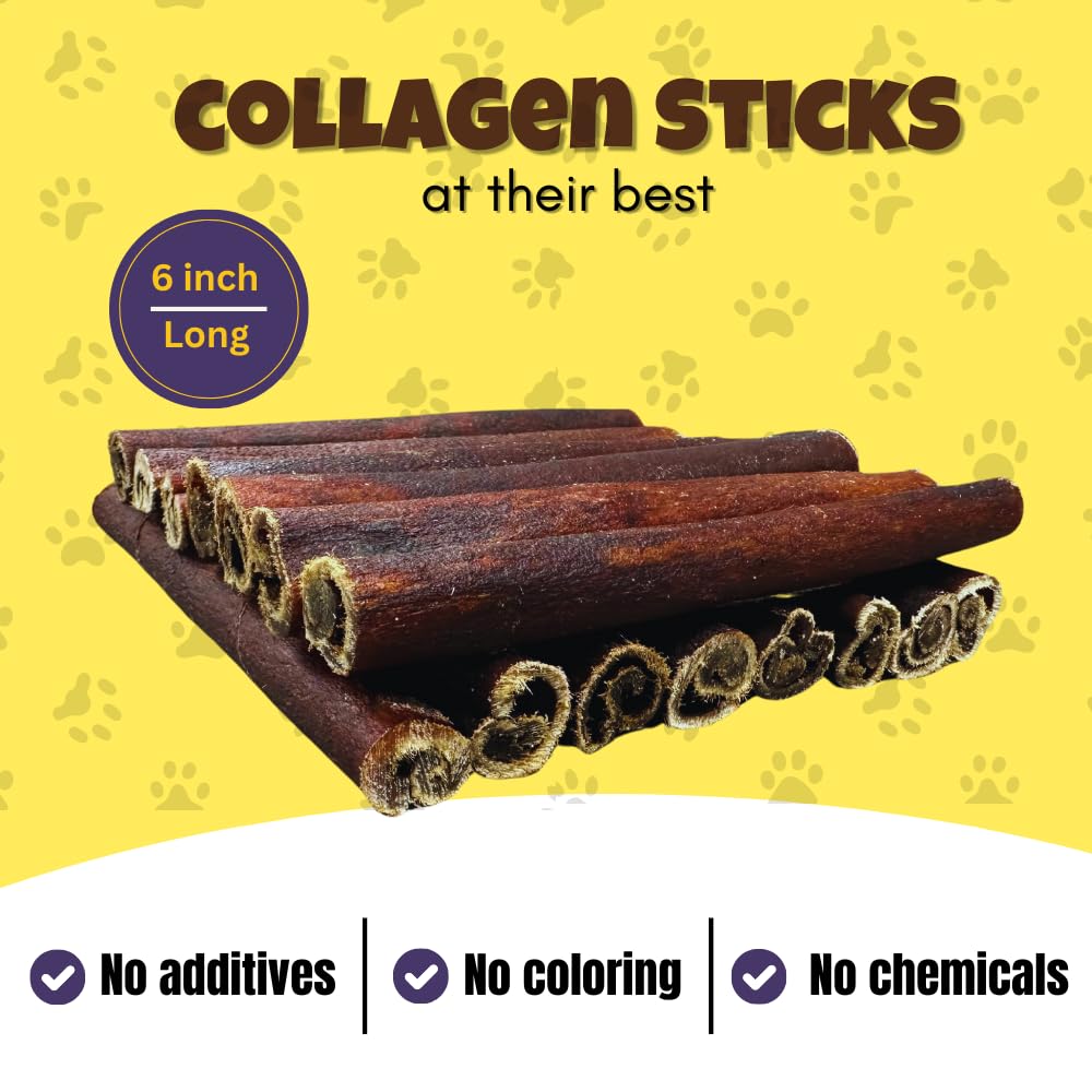 Woofley's 6 Inch Collagen Bully Sticks for Dogs - 16 Count - Collagen Chews for Dogs - Bully Stick Rawhide Alternative Dog Chews No Hide Bones for Medium & Large Dogs