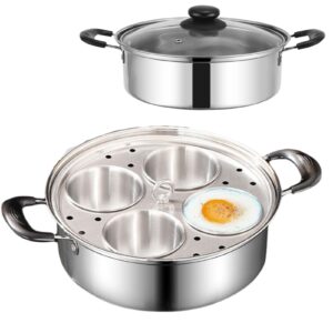 govnpj egg poacher pan, poached egg pan stainless steel egg pan with 4 cups egg cooker poached egg maker for kitchen (without coating)