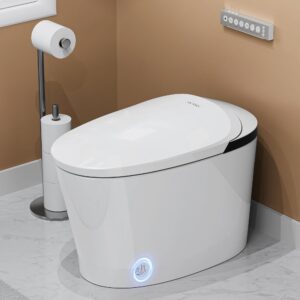 AKNIRL Smart Toilet Auto/Open Close Lid, Smart Bidet Toilet with Booster Pump, Auto Powerful Flush, Heated Seat,Warm Water, Air Dryer, Deodorization, Modern Smart Toilets for Bathrooms, White, Y001ZP