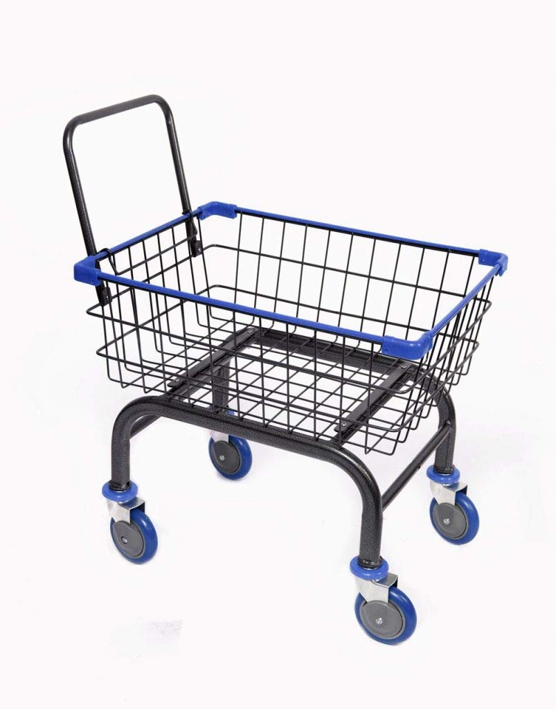 Chaminusa Heavy Duty Laundry and Grocery 1.8 Bushel Cart with U-Handle (Blue)