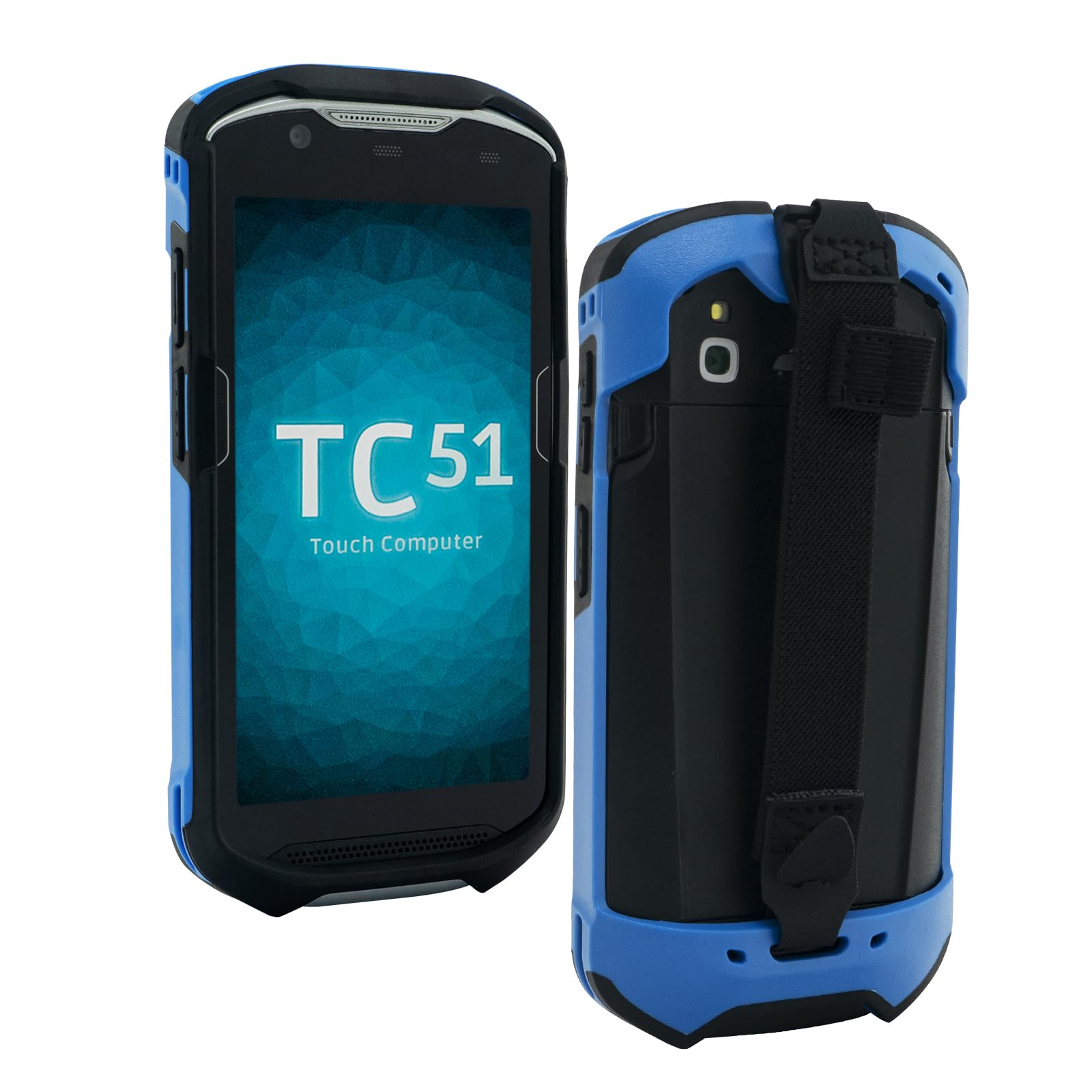 Protective Cover Bumper Case Rugged Boot with Hand Strap for Zebra TC51 TC510K TC52 TC56 TC57 (Blue)