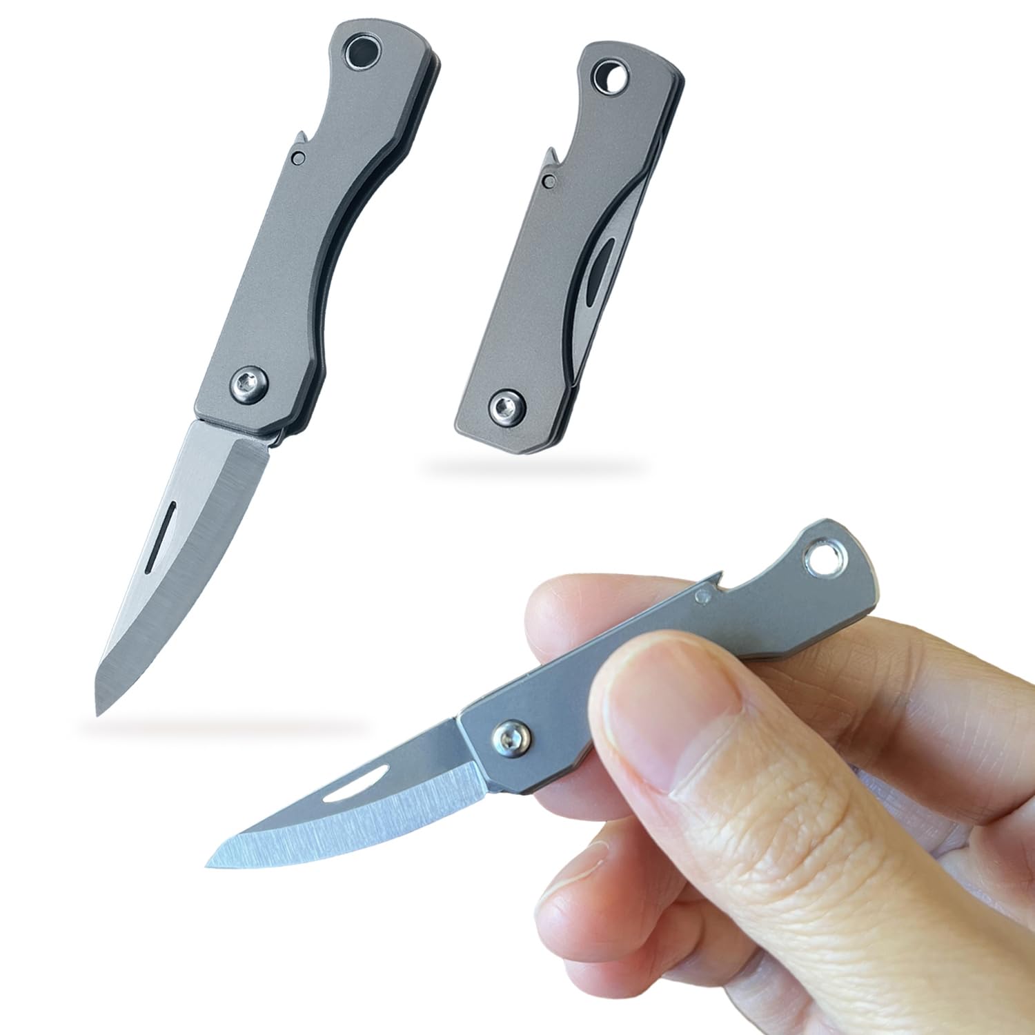 Joy-Touch Mini Titanium Alloy Pocket Knife, Little Sharp Keychain Knife, Small Folding Knife, EDC Box Cutter, Gifts for Men Women