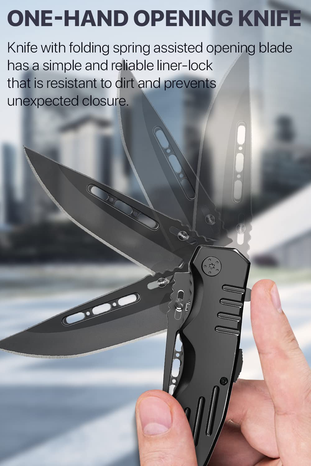 Spring Assisted Knife - Pocket Knives for Men - Folding Knife - Military Style - Tactical Knife - Good for Camping Hunting Survival Indoor and Outdoor Activities Mens Gift 6681 NE