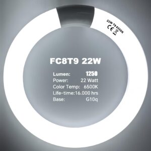 Celiwace FC8T9 22W and FC12T9 32W Set, 8 inch T9 22 Watts Circular Light Bulbs, 12 inch 32 Watts Circline Fluorescent Bulb CRI 80, Daylight 6500K, 3350 Lumen G10q