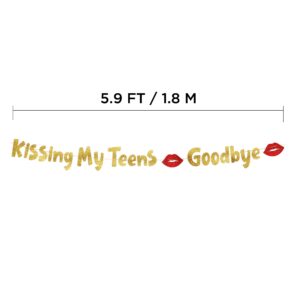 Kissing My Teens Goodbye Gold Glitter Banner- Happy 20th Birthday Party Decorations and Supplies