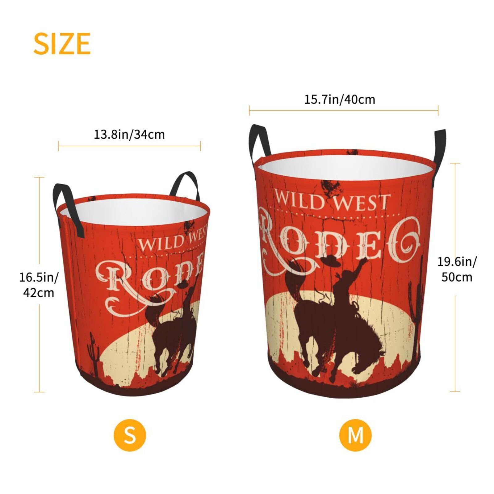 FOISIIAEA Laundry Basket,Wild West Rodeo Cowboy Bathroom Organizer Basket Waterproof Foldable Cloth Hamper with Lining for Home Storage