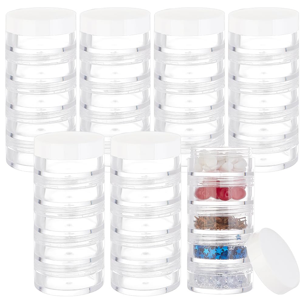 BENECREAT 10 Set 5 Stackable Cosmetic Containers, Bead Storage Containers, Bead Screw Stacking Jarssmall Cosmetic Sample Bottle for Glitter Painting Lotion, 1.4x3.2 Inches