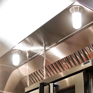 OCS Parts Commercial Kitchen Canopy Hood and Walk-in Refrigeration Lighting | Light Fixture, Globe, LED Light Bulb, and Wire Guard (Light Fixture)